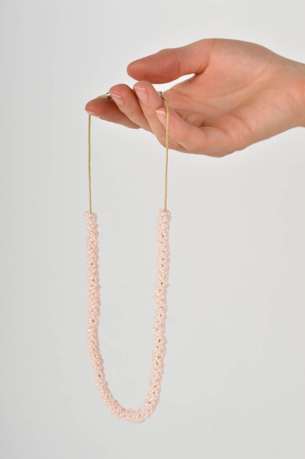 Festive handmade beaded necklace beaded cord necklace bead weaving gift ideas photo 5