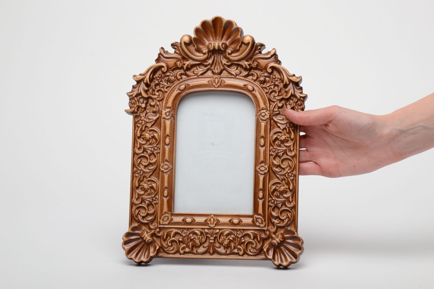 Unusual beautiful carved wooden photo frame photo 5