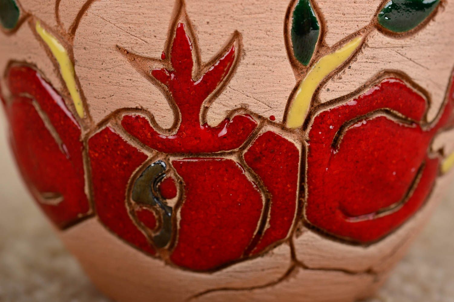 Taza de cerámica artesanal con ornamento accesorio de cocina elemento decorativo foto 3