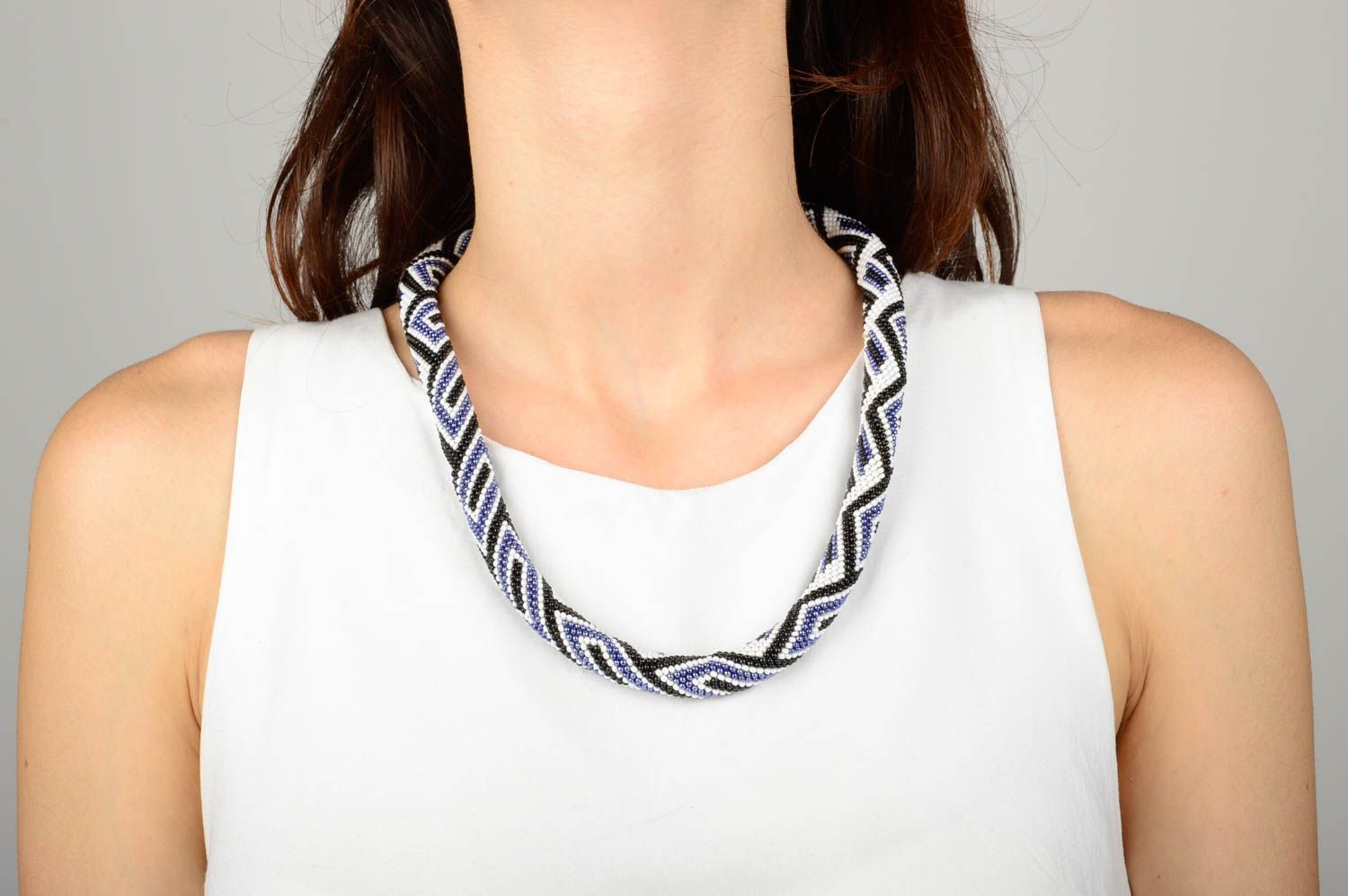 Handgefertigte Ethno Kette Schmuck aus Rocailles lange Halskette Damen Collier  foto 5