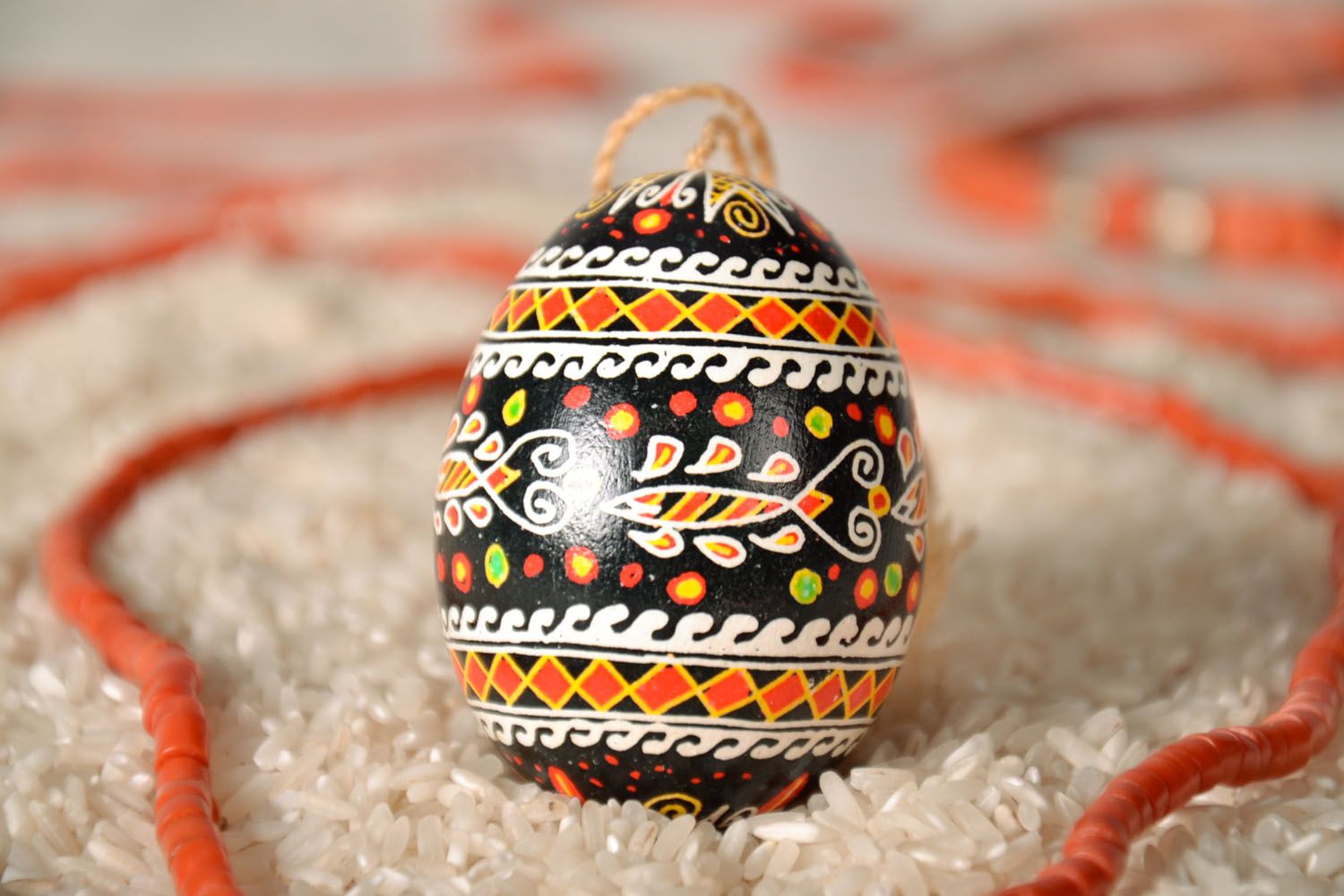 Painted egg with a tassel photo 1
