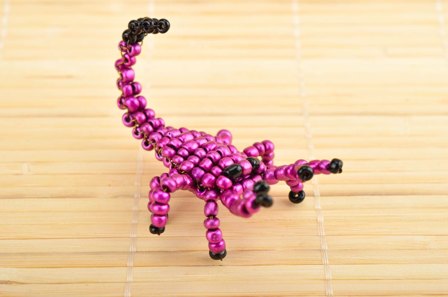 Handmade beaded figurine purple beaded scorpion beaded animals unusual gifts photo 1