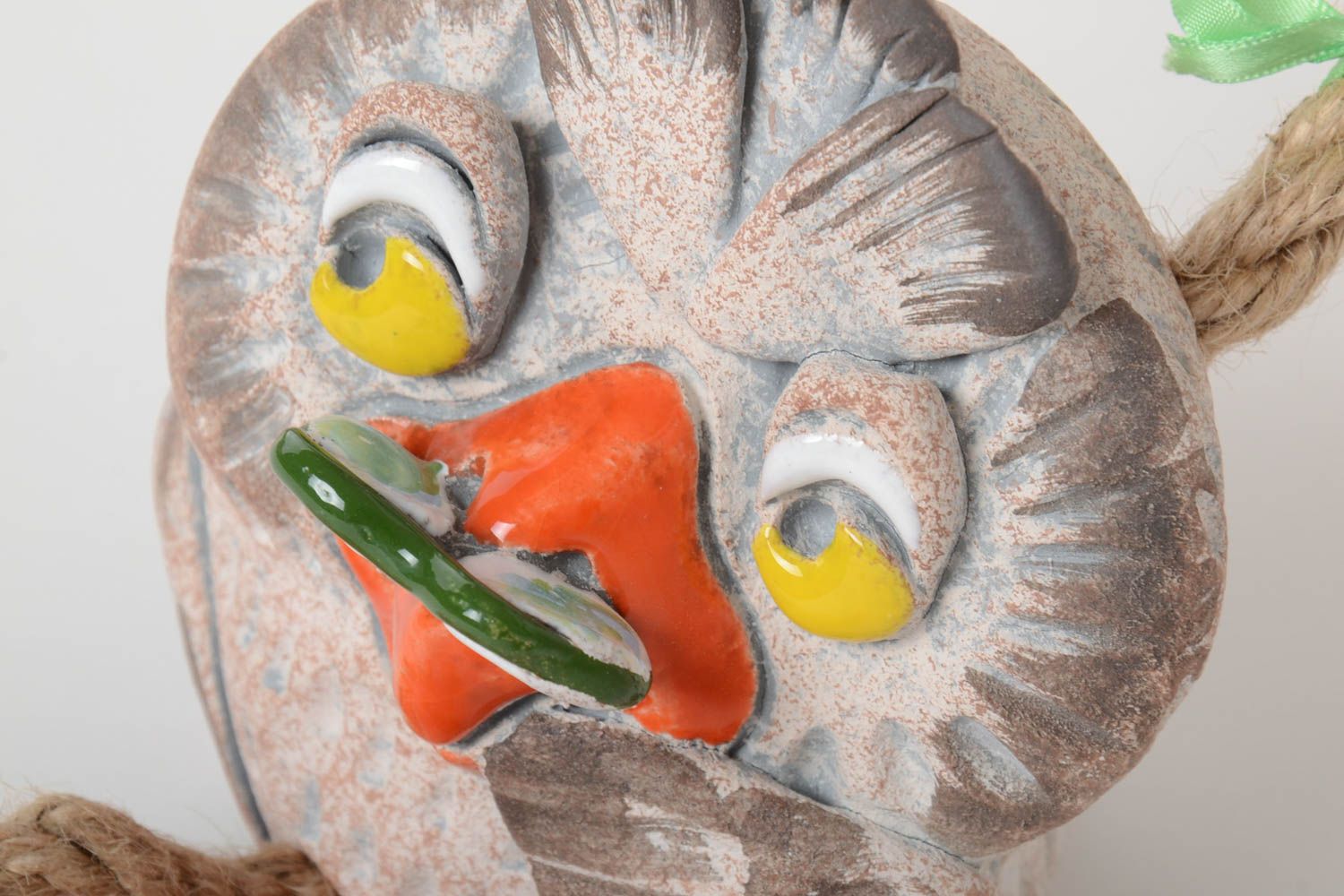 Tirelire hibou Tirelire fait main en argile peinte originale Cadeau pour enfant photo 3