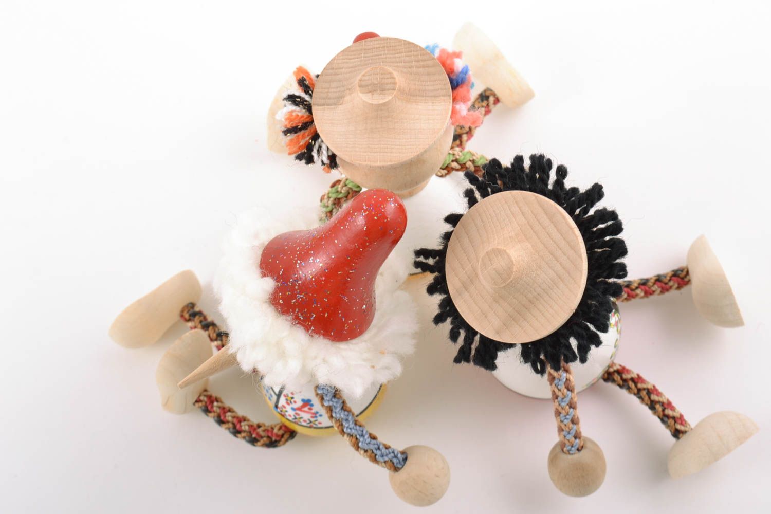 Öko Spielzeuge Set aus Holz 3 Stück mit Bemalung Designer handgemacht geschnitzt foto 5