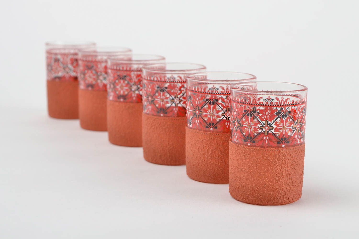 6 Verres shooter fait main Vaisselle en verre rouges pour vodka Art de la table photo 4
