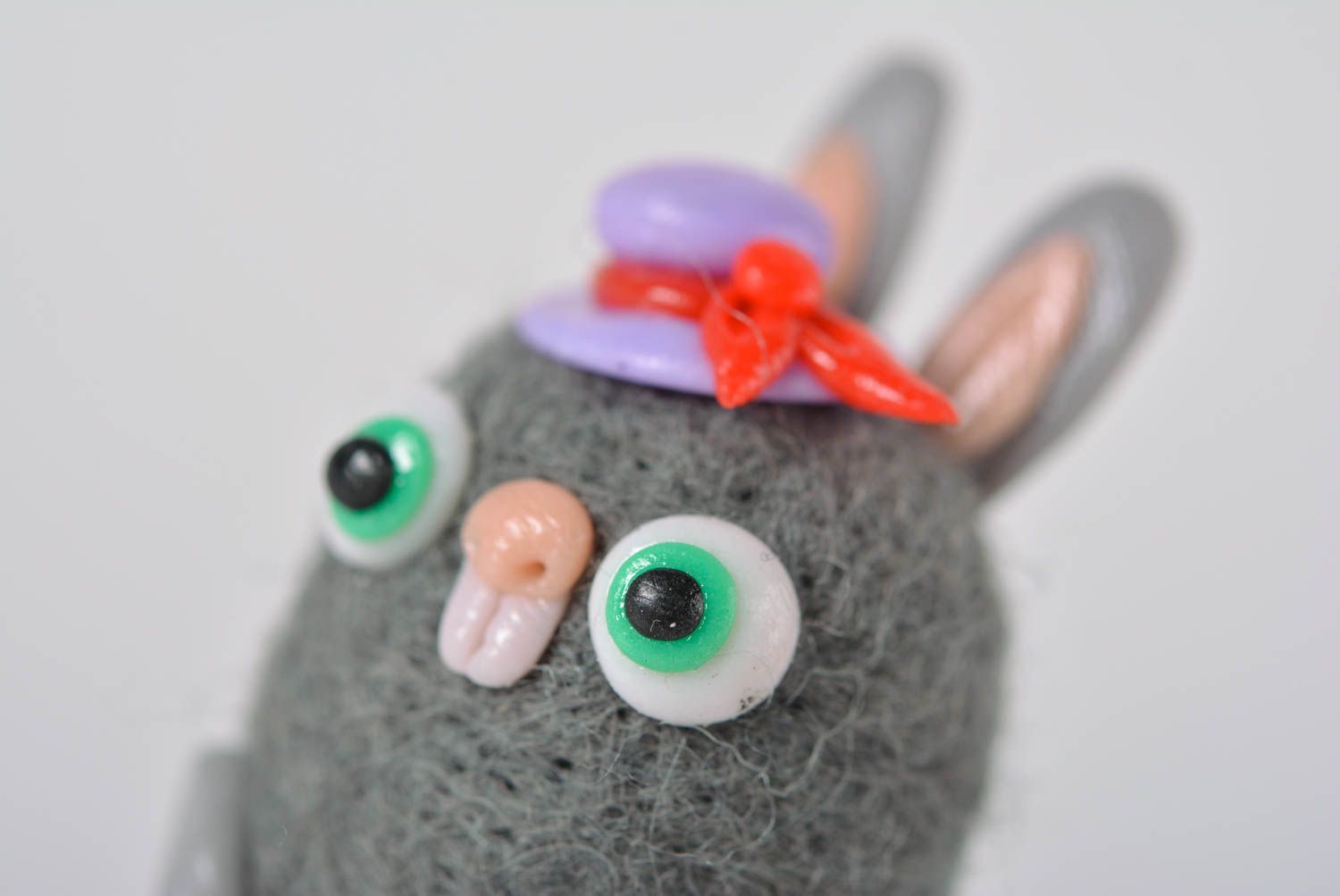 Handmade woolen rabbit unusual plastic figurine cute children toy kids gift photo 2