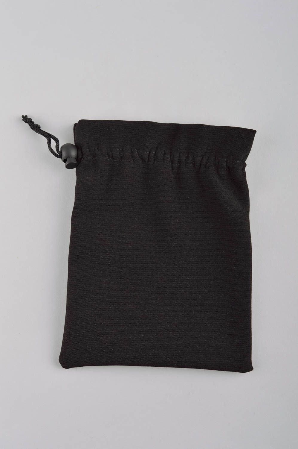 Женский кошелек мешочек для монет ручной работы черный кошелек из ткани вышитый фото 3