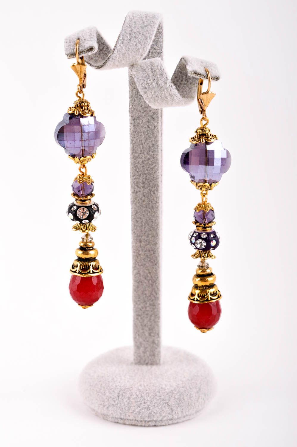 Handmade earrings with natural stones stylish accessories fashion jewelry photo 2