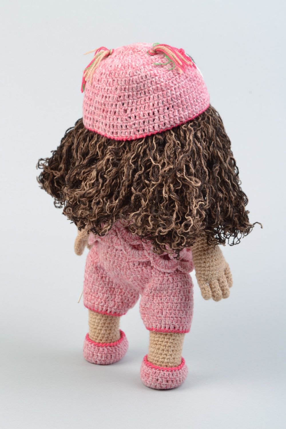 Handmade soft crochet toy girl doll for children photo 5