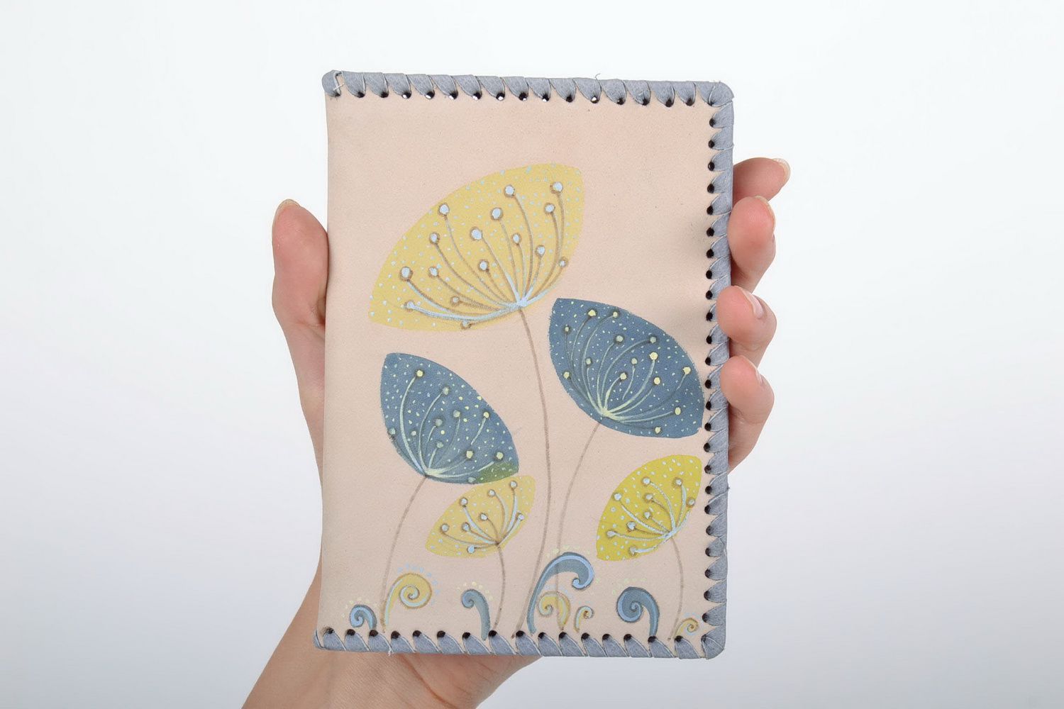 Leather passport cover Flowers photo 5