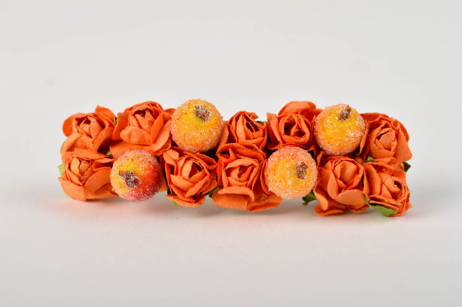 Аксессуар для волос украшение ручной работы заколка с цветком оранжевая фото 2