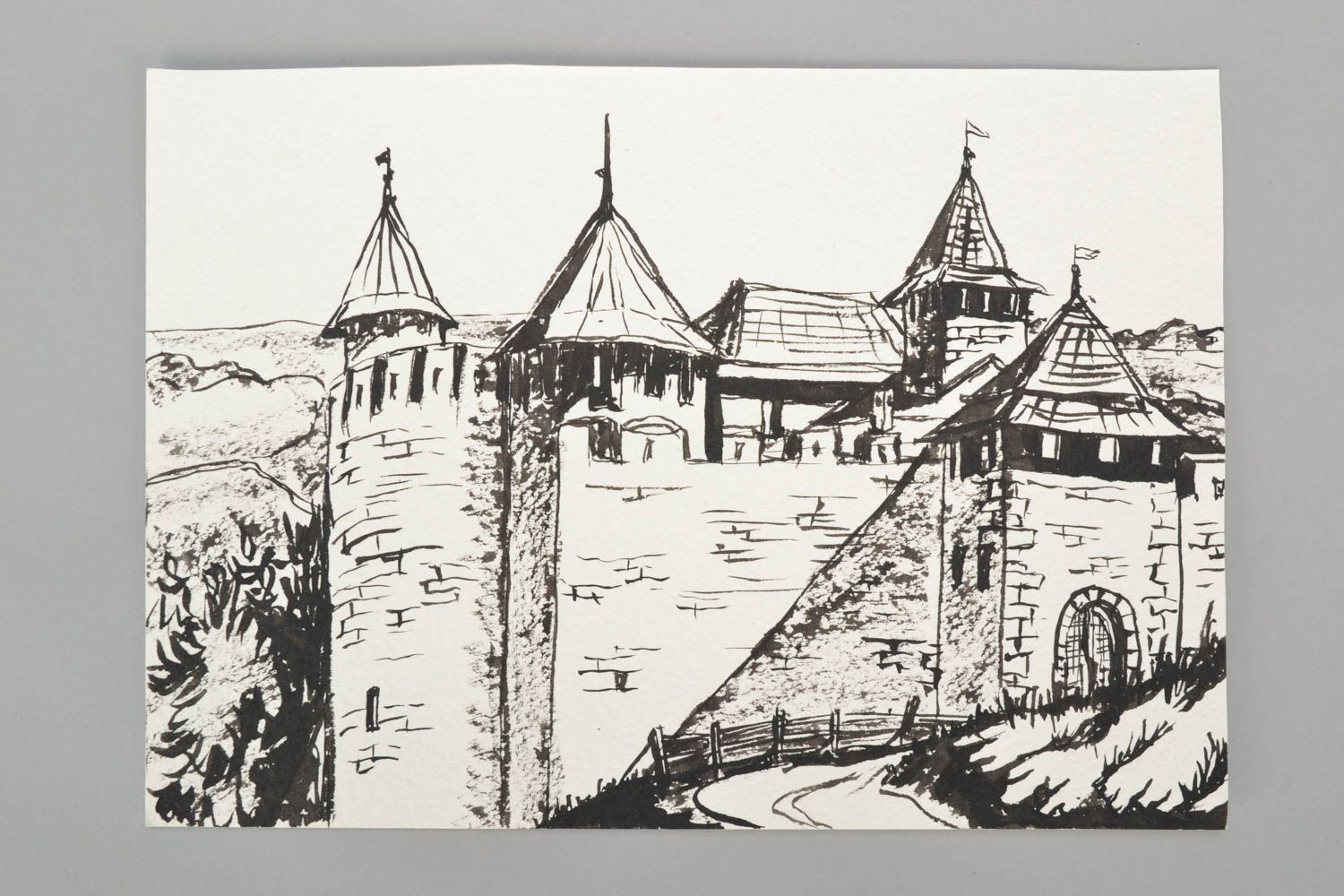 Ink drawing Castle photo 2