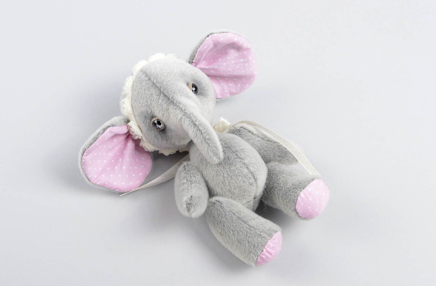 Handmade textile cute toy beautiful interesting present designer grey toy photo 3