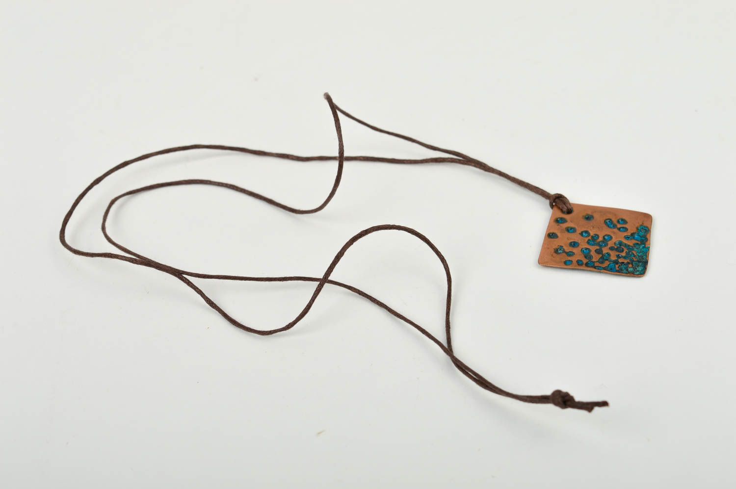Handmade schöner Kupfer Anhänger Designer Schmuck Accessoire für Frauen Rhombus foto 5