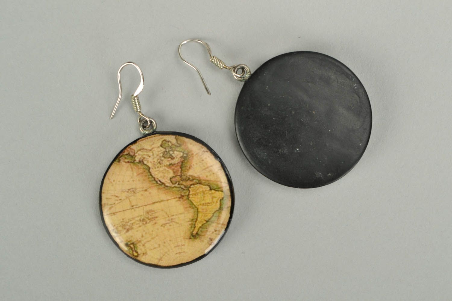 Polymer clay earrings Ancient Map photo 3