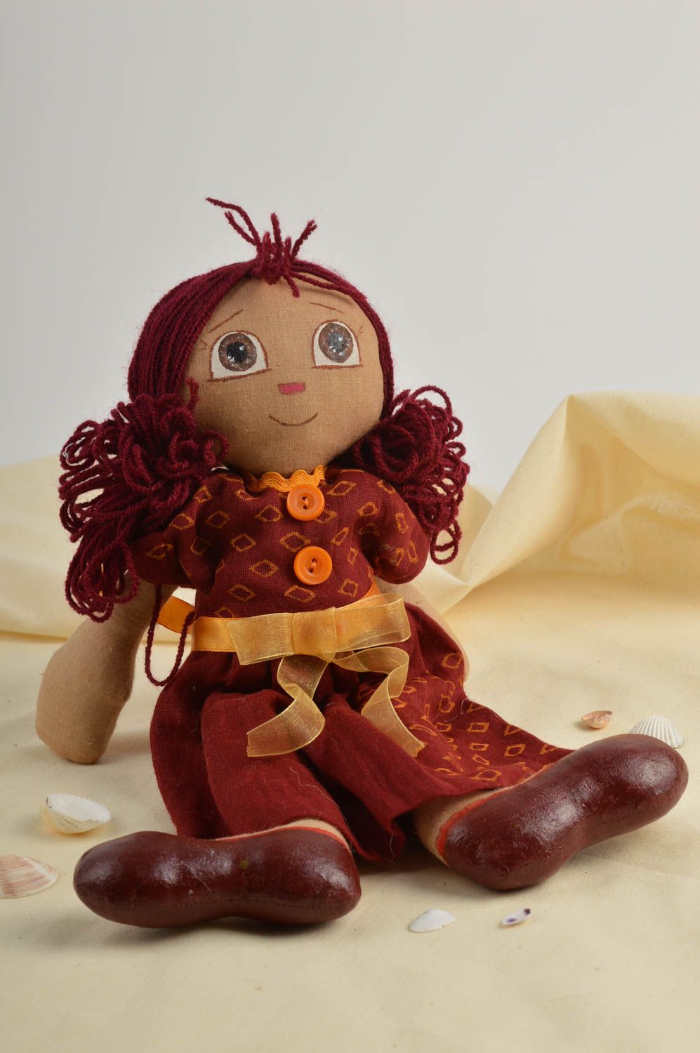 Кукла ручной работы кукла из ткани мягкая кукла из хлопка и льна расписная фото 1