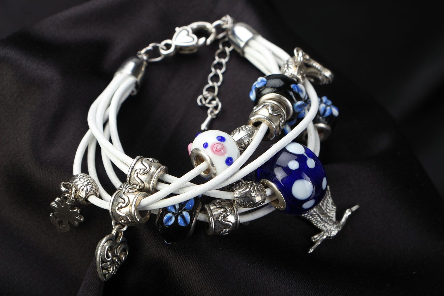 Bracelet en perles de verre lampwork fait main photo 1
