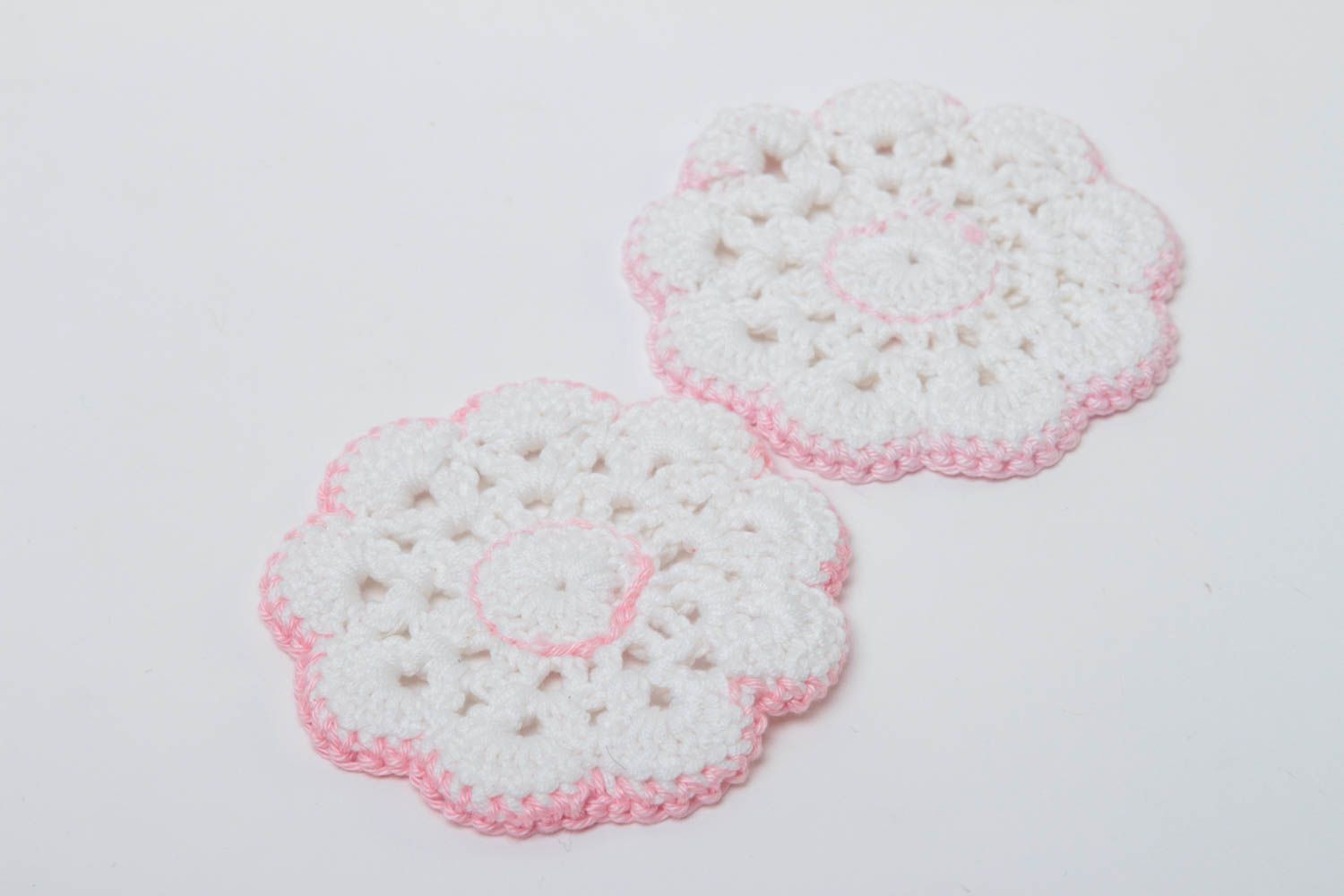 Set of 2 handmade crochet lace coasters hot pads table decor ideas home textiles photo 4
