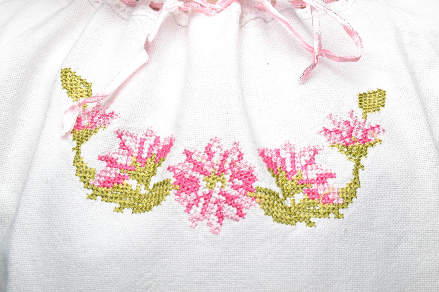 Children's cross stitch embroidered shirt photo 3