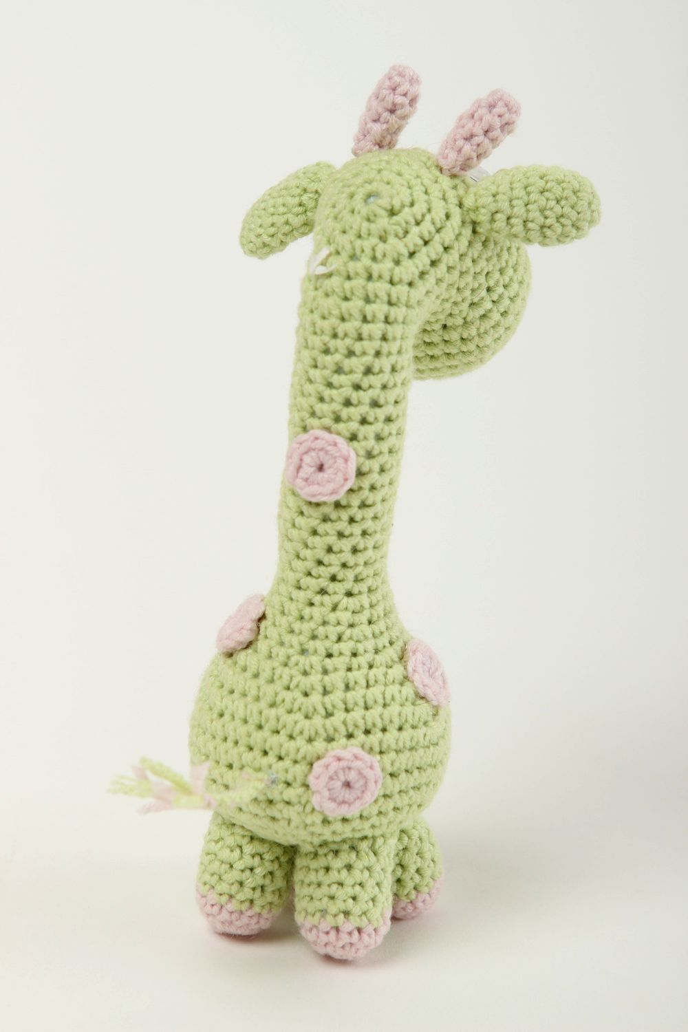 Мягкая игрушка ручной работы игрушка крючком детская игрушка жираф зеленый фото 4