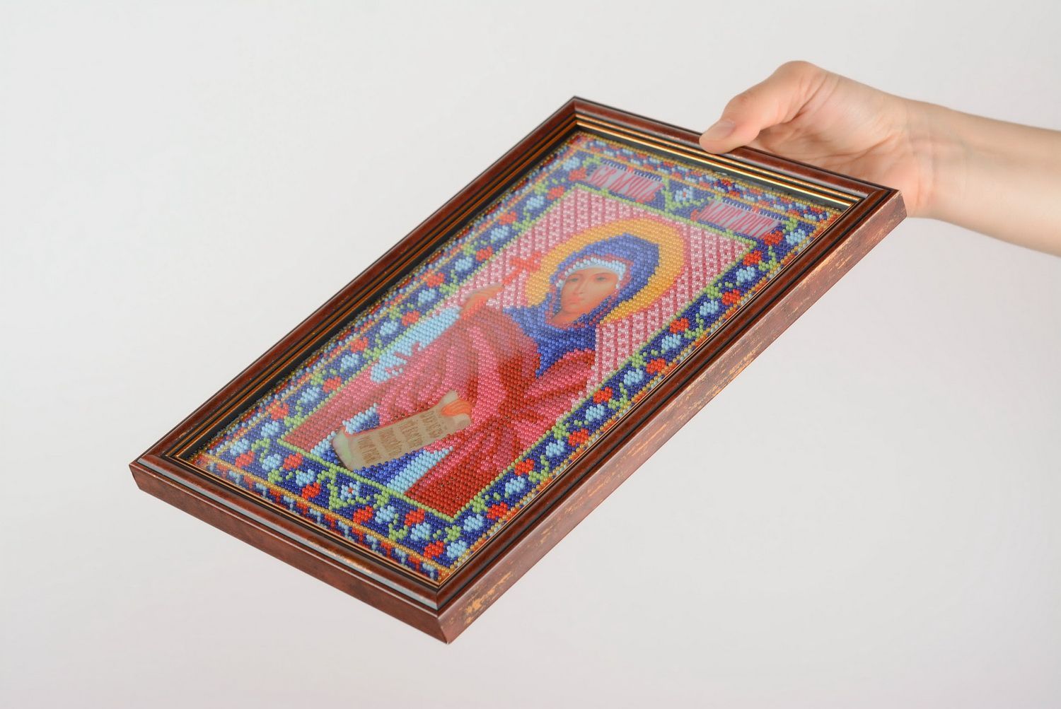 Embroidered icon of the Mother of God photo 3