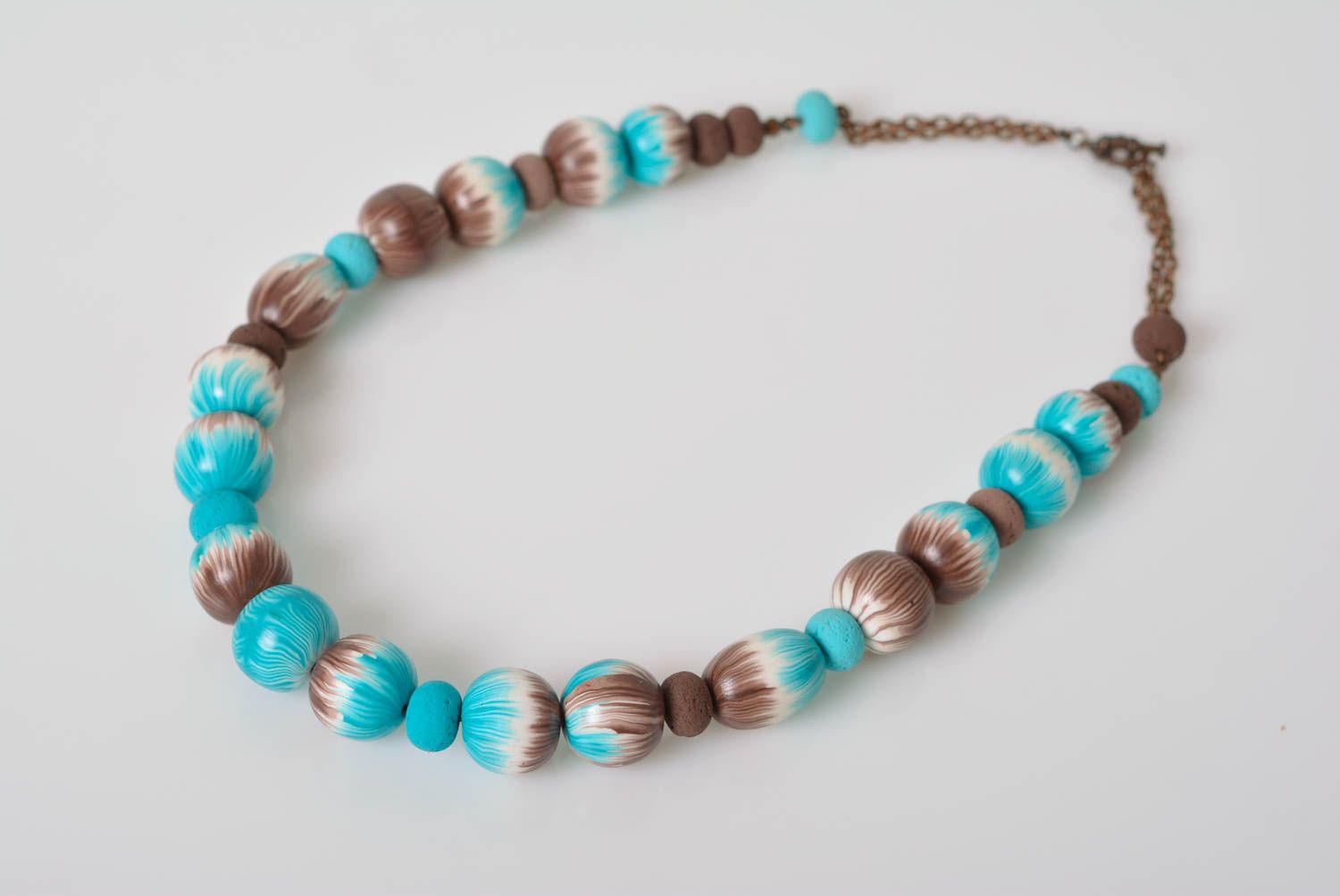 Beautiful handmade women's stylish polymer clay bead necklace photo 1
