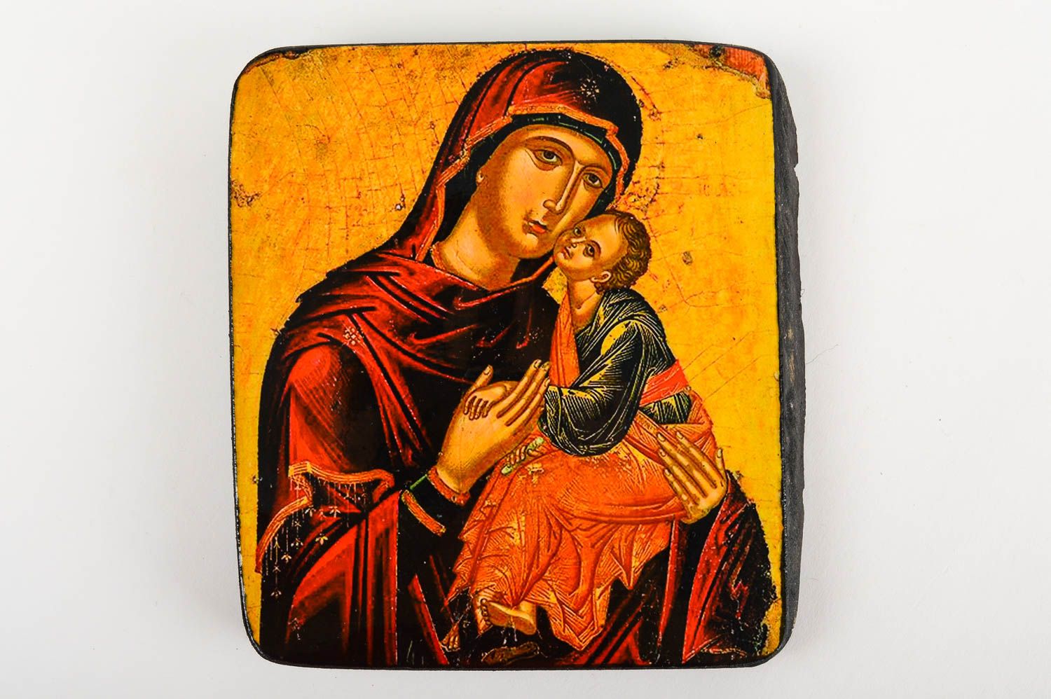 Maria Ikone handgemacht Holz Ikone religiöses Geschenk mit Bemalung foto 3