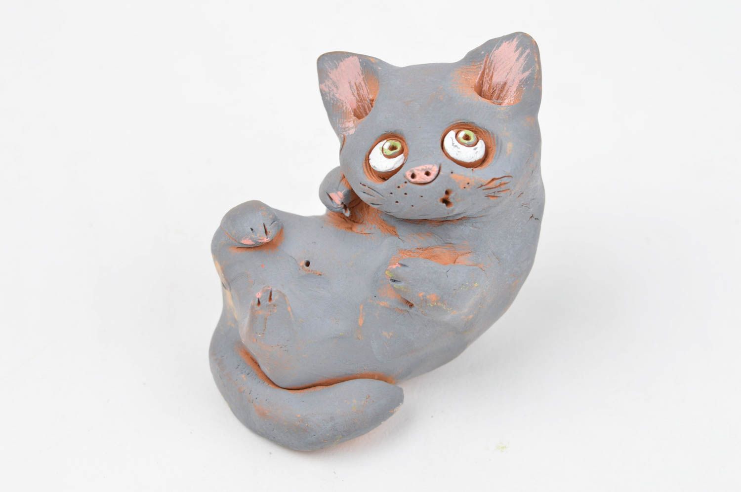 Figurine décorative Statuette animal fait main chat gris Cadeau original photo 4