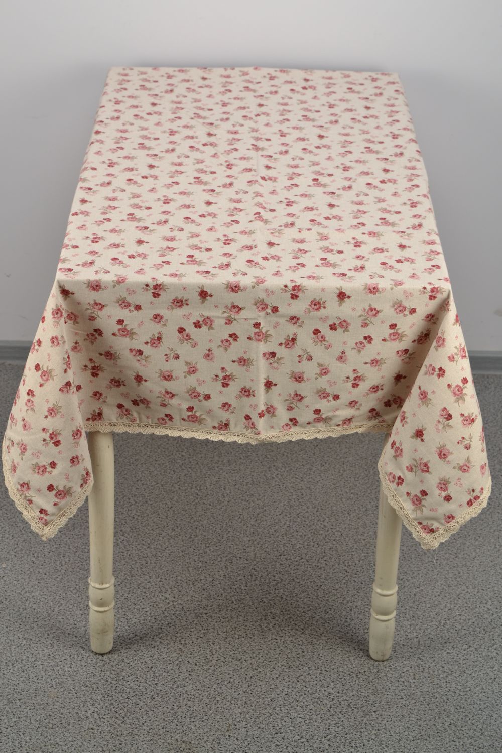 Rectangular cotton and polyamide tablecloth with rose print photo 2