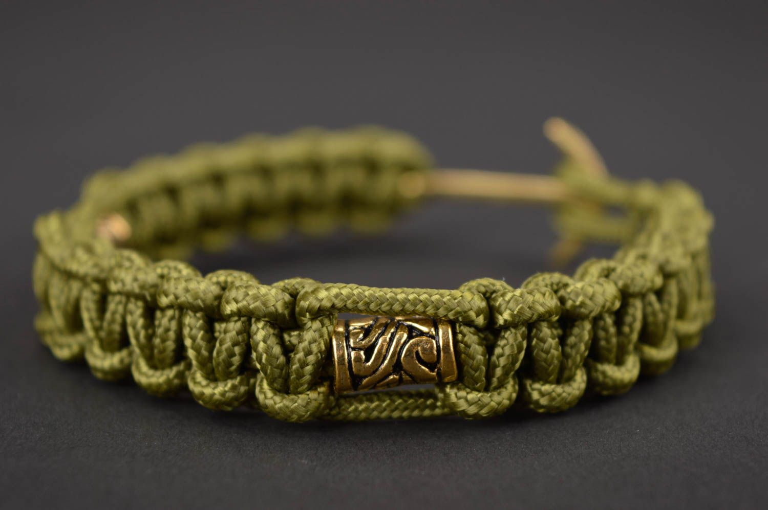 Handmade designer bracelet unusual survival bracelet elegant green jewelry photo 5