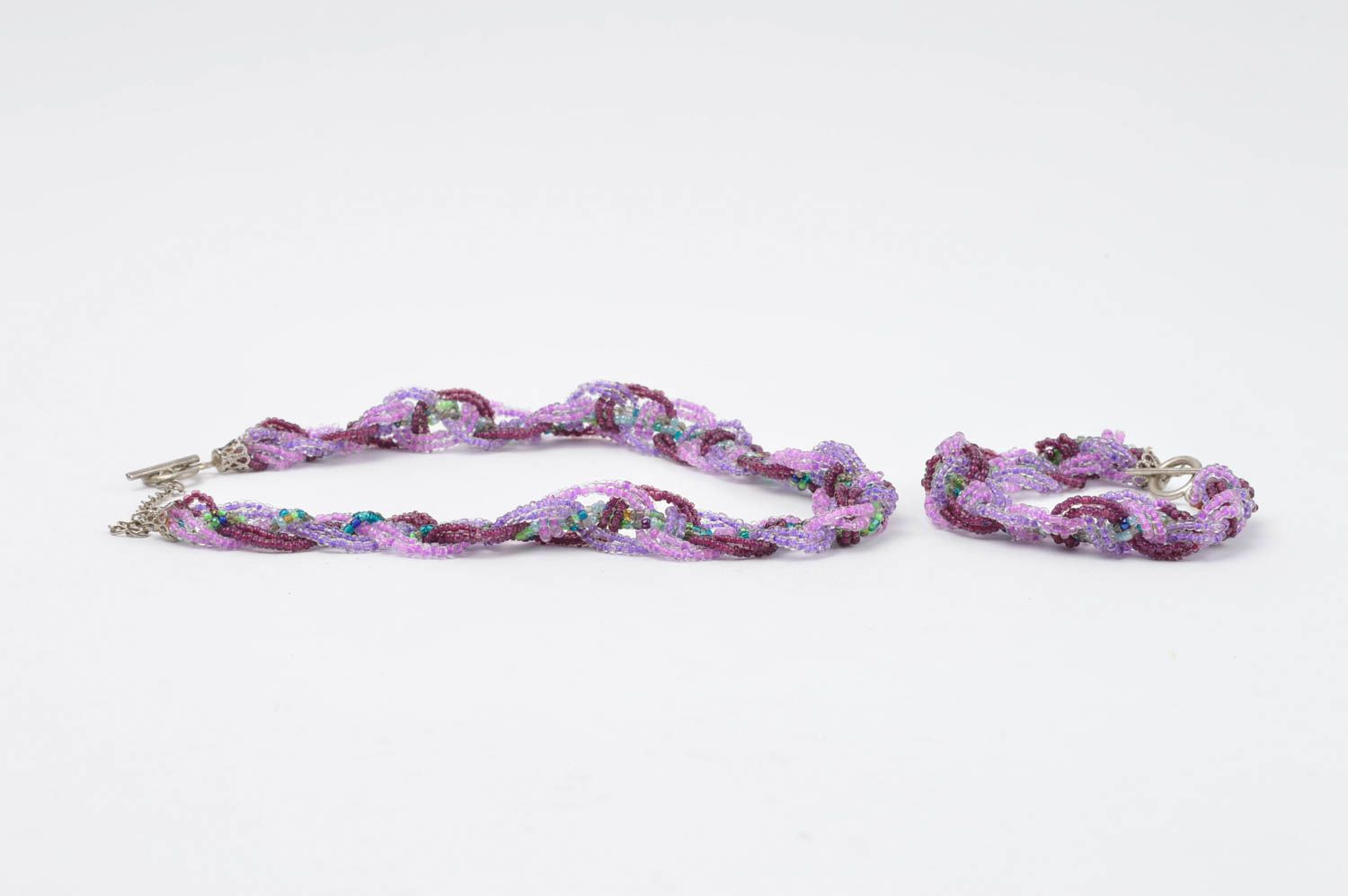 Parure de Bijoux en perles de rocaille faite main violette Accessoires mode photo 2