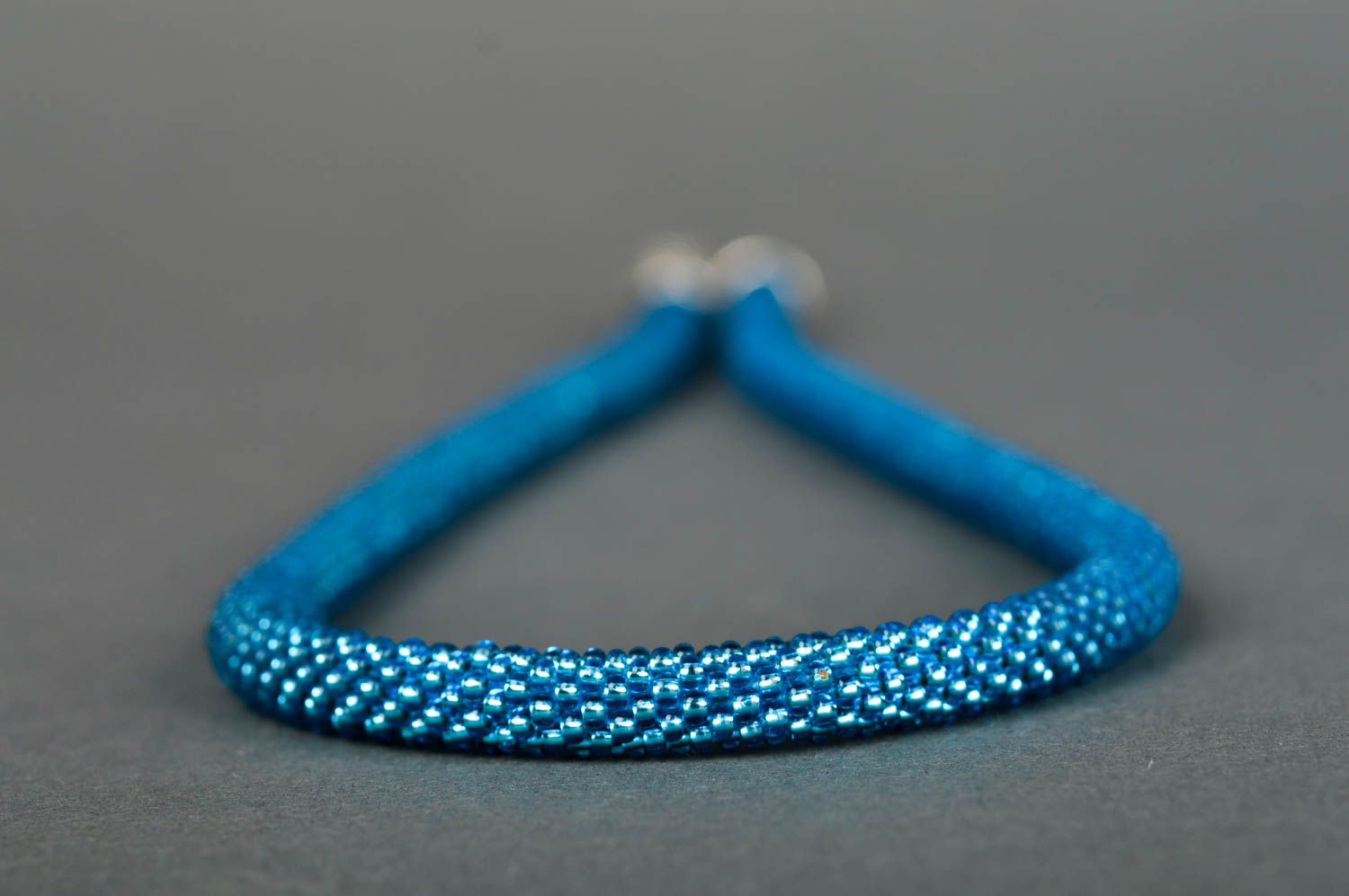 Handmade beautiful necklace blue beaded necklace female evening jewelry photo 5