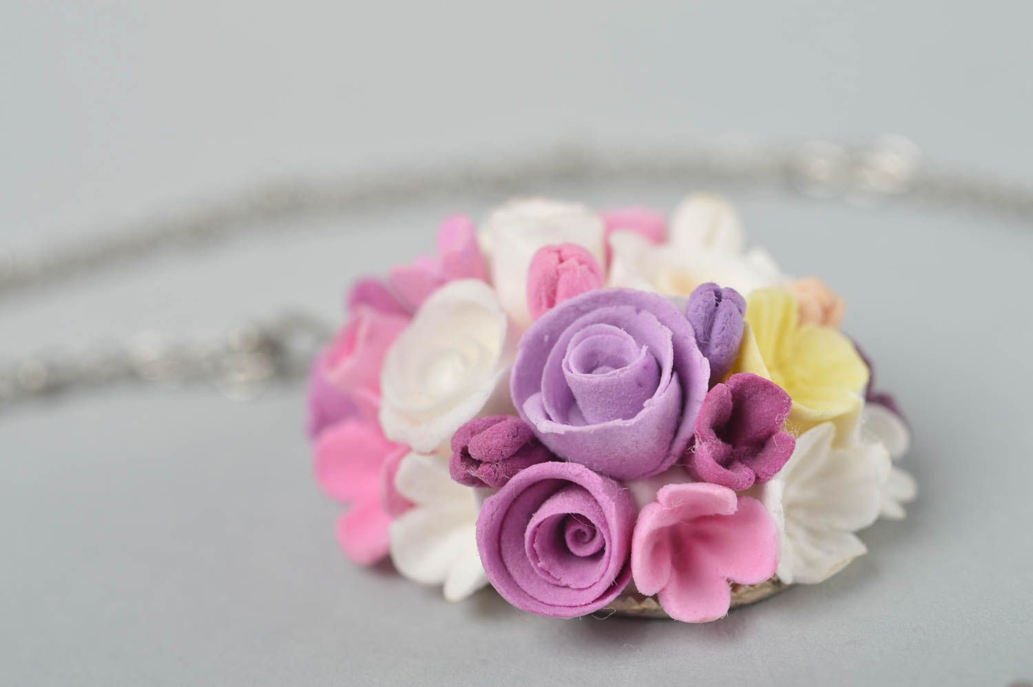 Handmade flower pendant plastic jewelry fashion bijouterie present for women photo 3