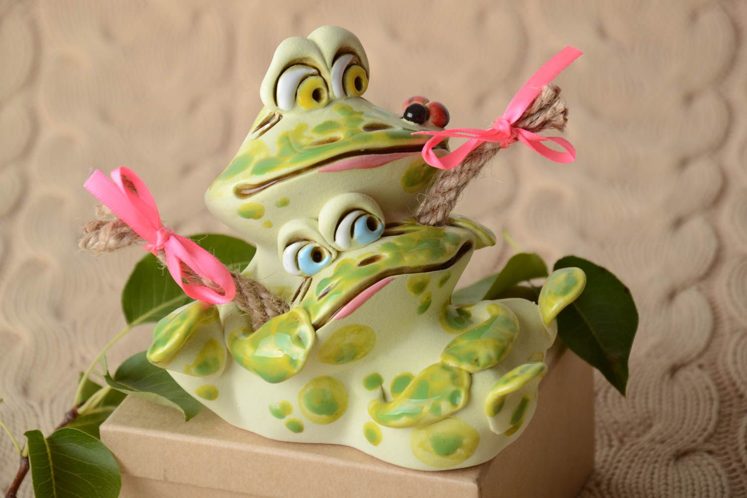 Handmade Keramik Spardose lustige Frösche Geschenk für Kinder Haus Deko foto 1