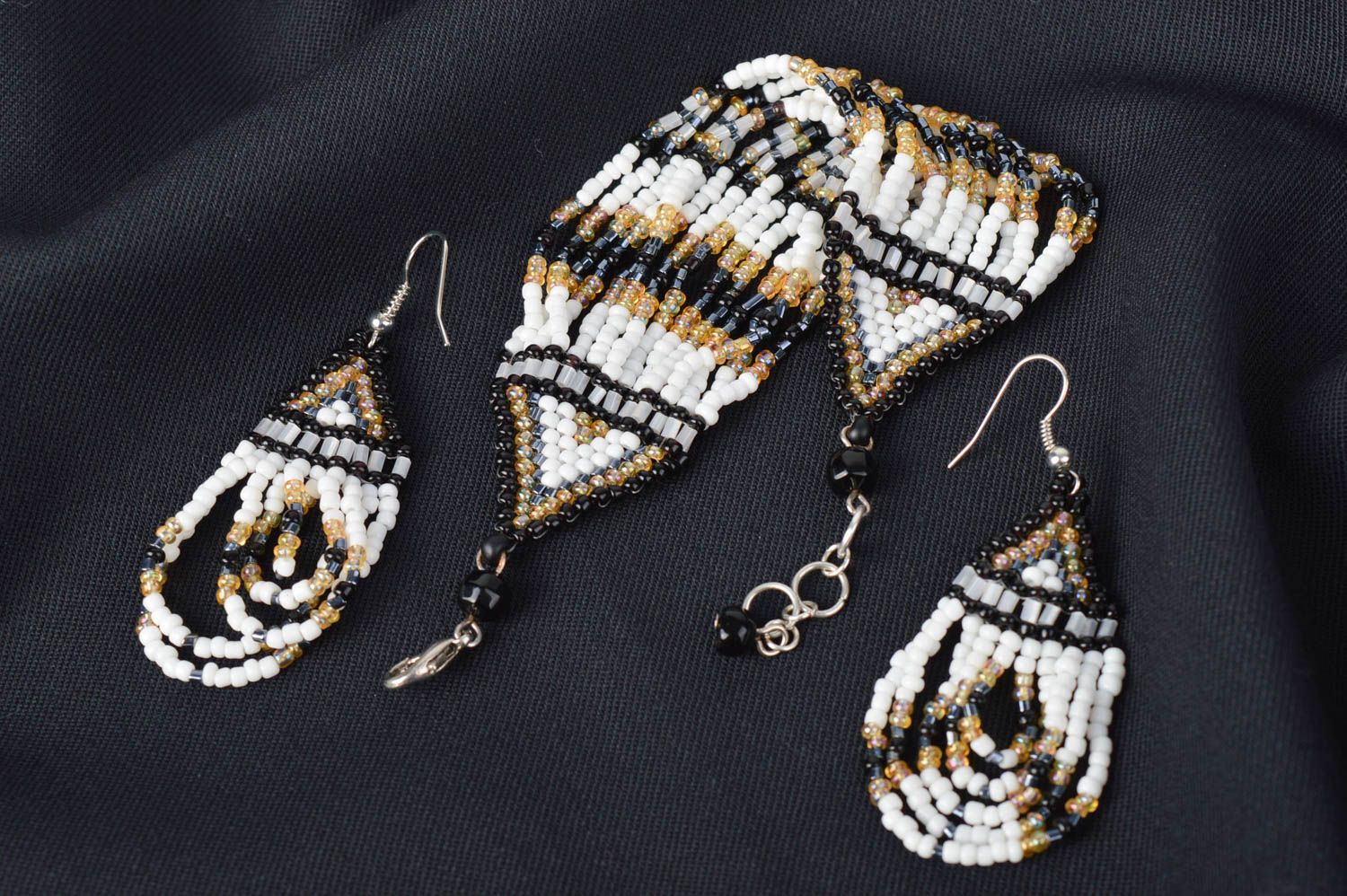Handmade jewelry set beaded earrings wrist bracelet women accessories cool gifts photo 1