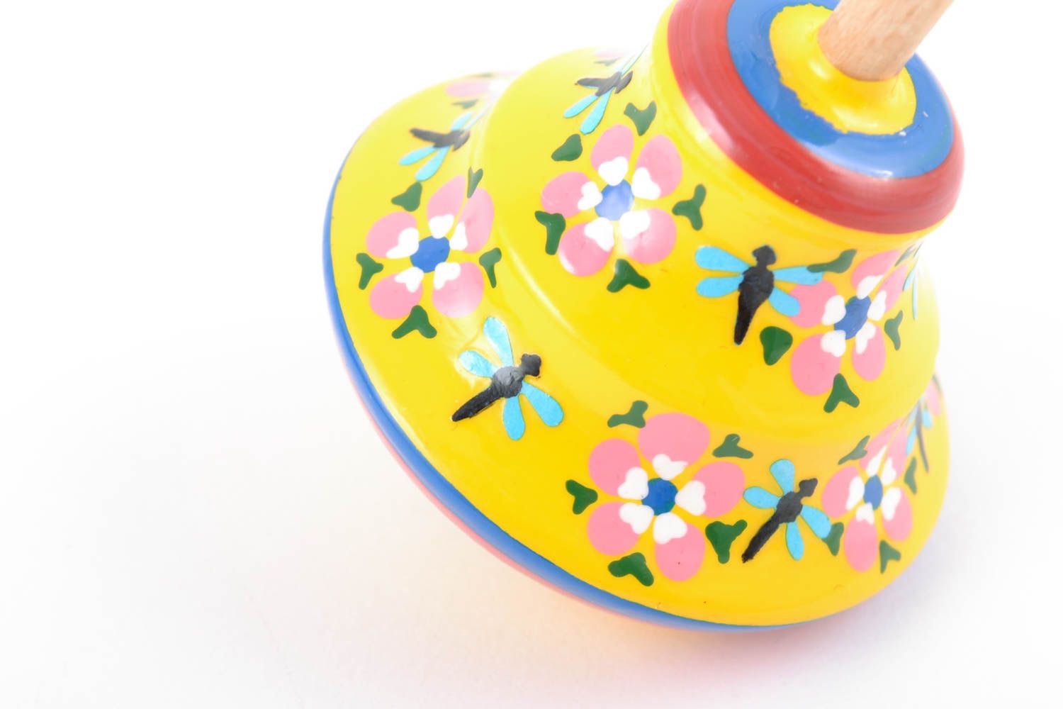 Деревянная игрушка юла с росписью ручной работы детская красивая маленькая фото 5