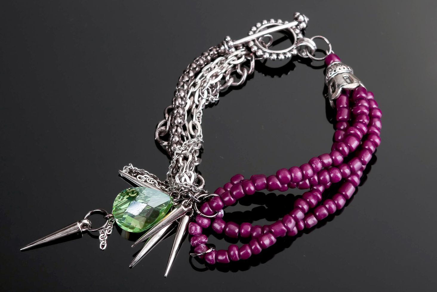 Wrist bracelet, beads, metal photo 3