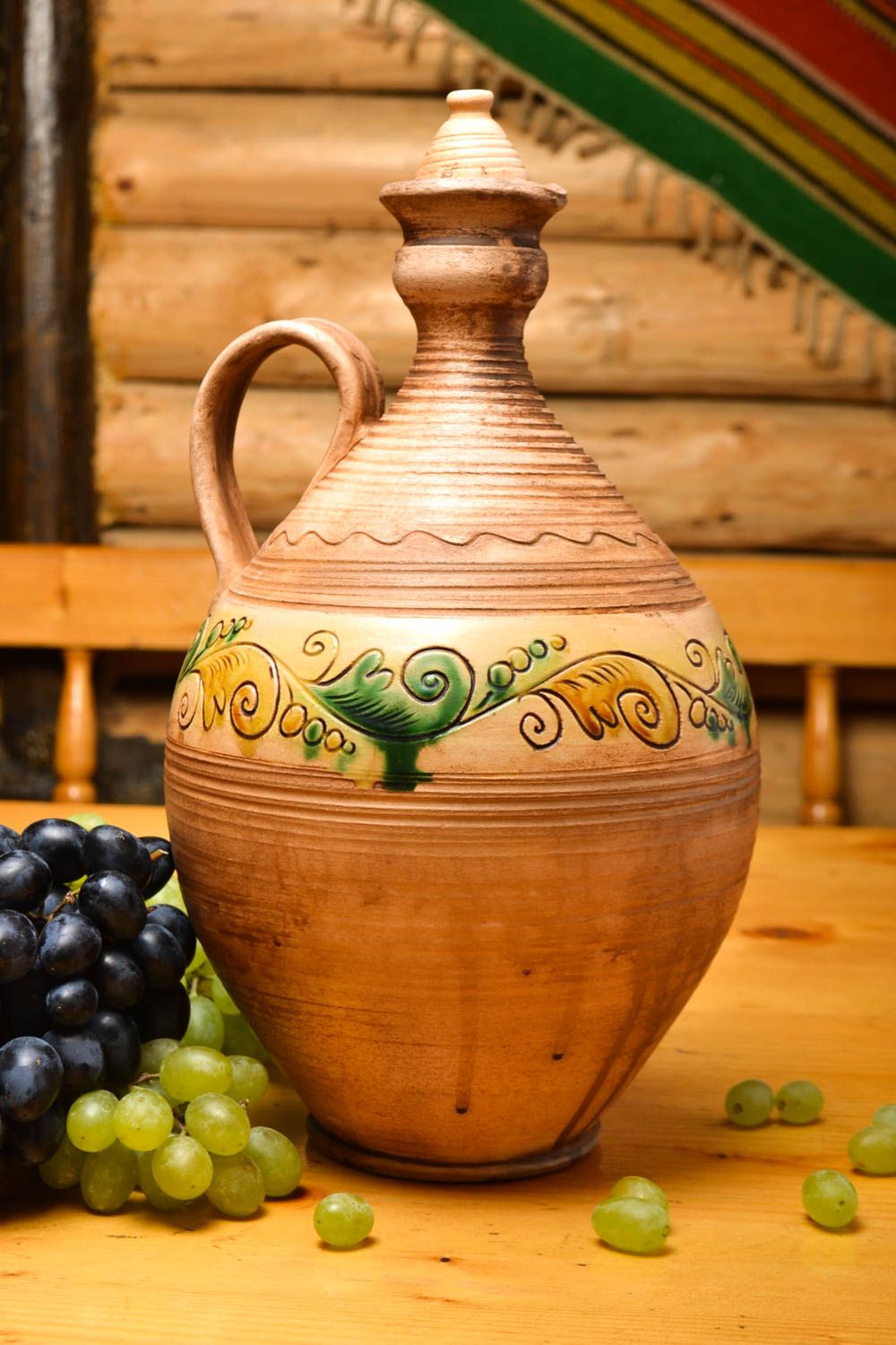 Handmade bottle for wine clay bottle for interior decor ceramic bottle photo 1