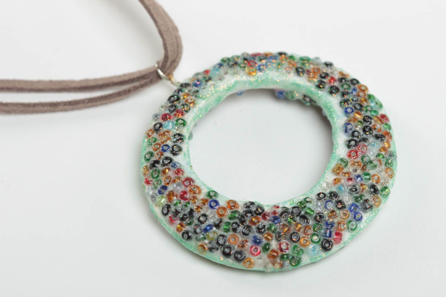 Beautiful handmade round plastic pendant designer jewelry fashion accessories photo 3