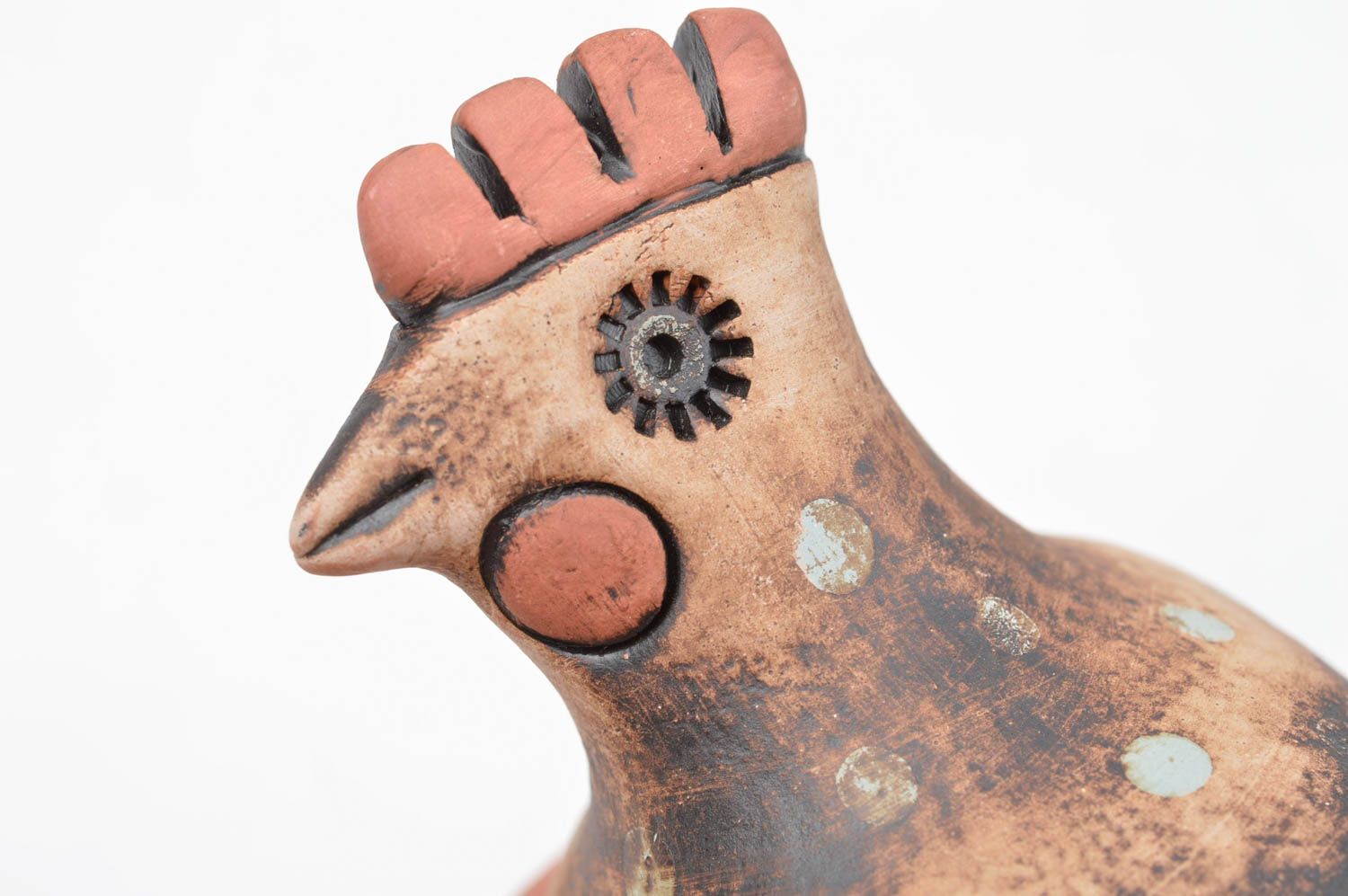 Керамическая фигурка статуэтка ручной работы фигурка животного свистулька Петух фото 5