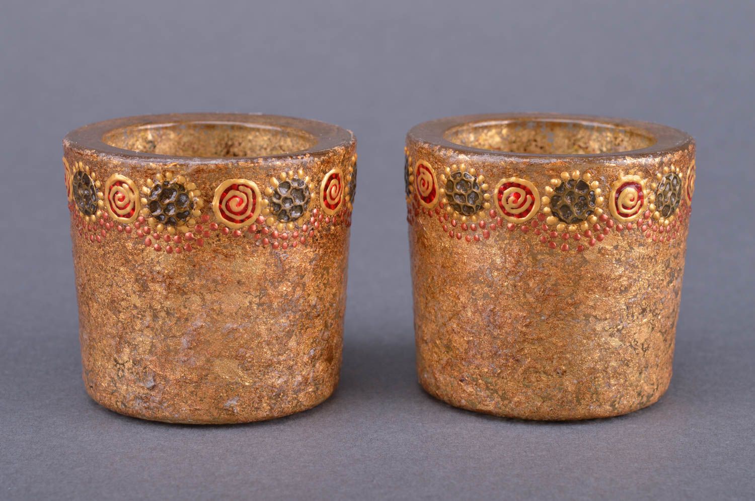 Candeleros de cristal con doradura hechos a mano bonitos 2 piezas originales  foto 2