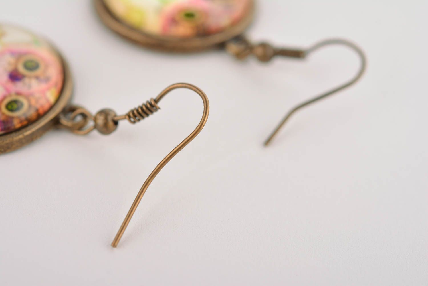 Beautiful handmade metal earrings glass cabochon earrings cool jewelry designs photo 5
