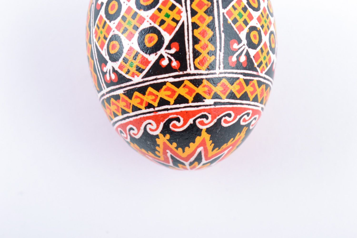 Handmade painted chicken Easter egg with ornament photo 4