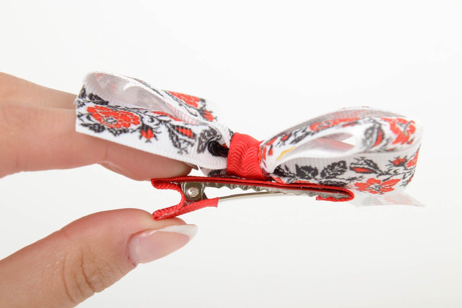 Children's hair clip made of rep ribbon handmade stylish designer baby barrette photo 5