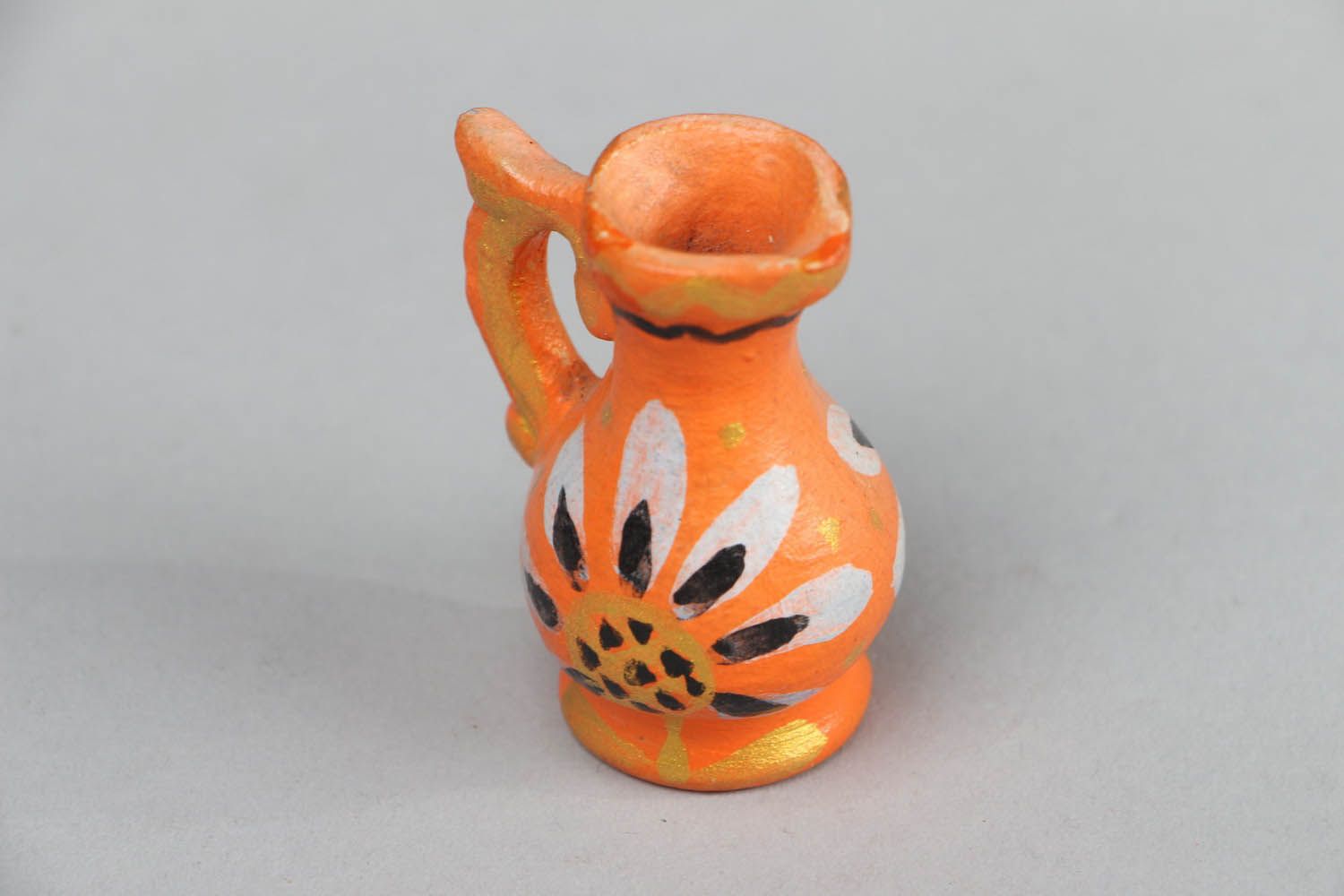 2 inches clay shelf decorative pitcher vase in orange color 0,06 lb photo 3