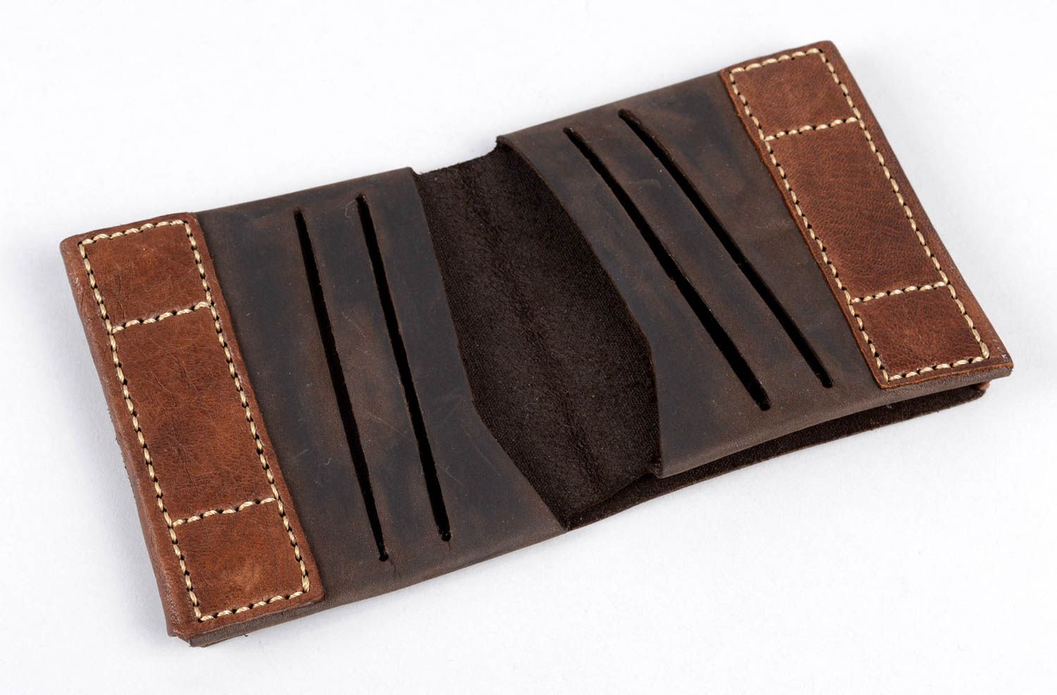 Аксессуар для мужчин ручной работы мужское портмоне коричневое кожаный кошелек фото 3