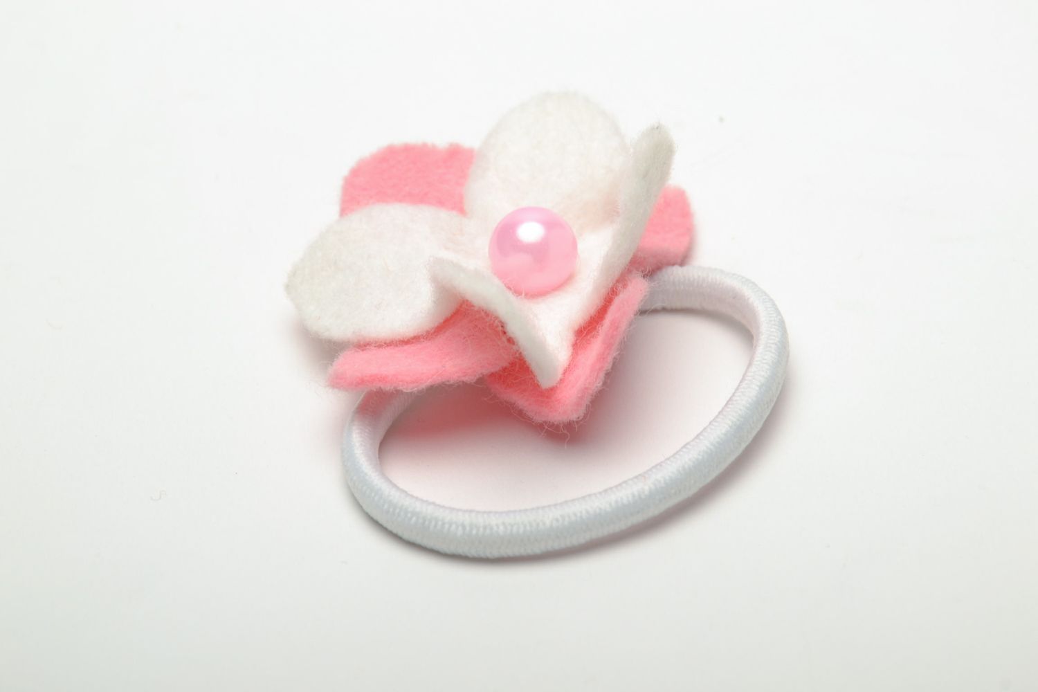 Light scrunchy in gentle colors with felt flower photo 4