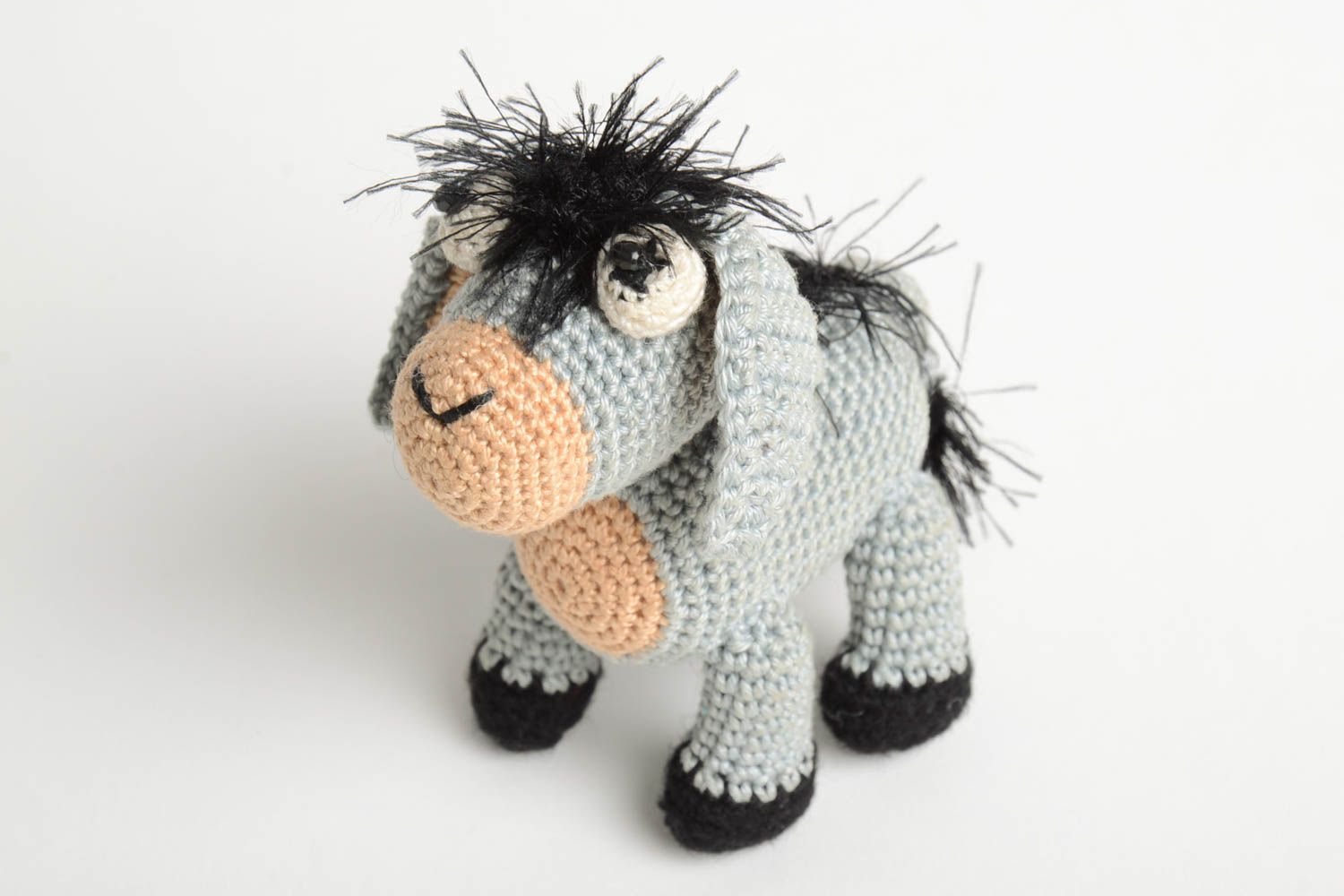 Handmade children toy designer crocheted donkey doll unique present for children photo 4
