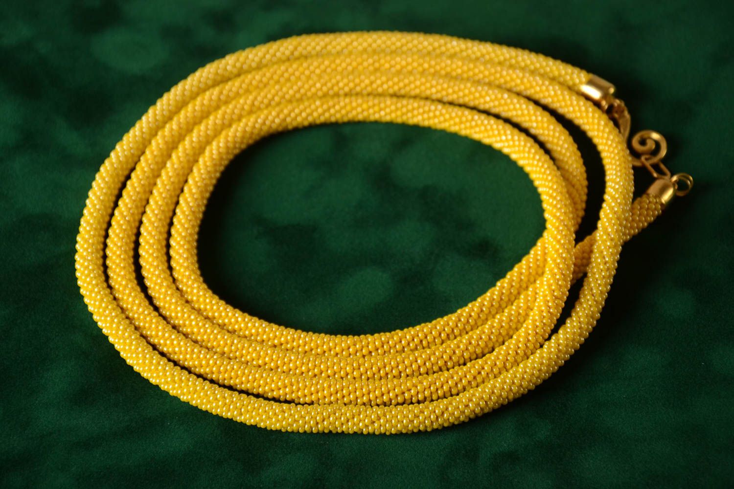 Stylish handmade cord necklace long yellow jewelry handmade designer accessories photo 1