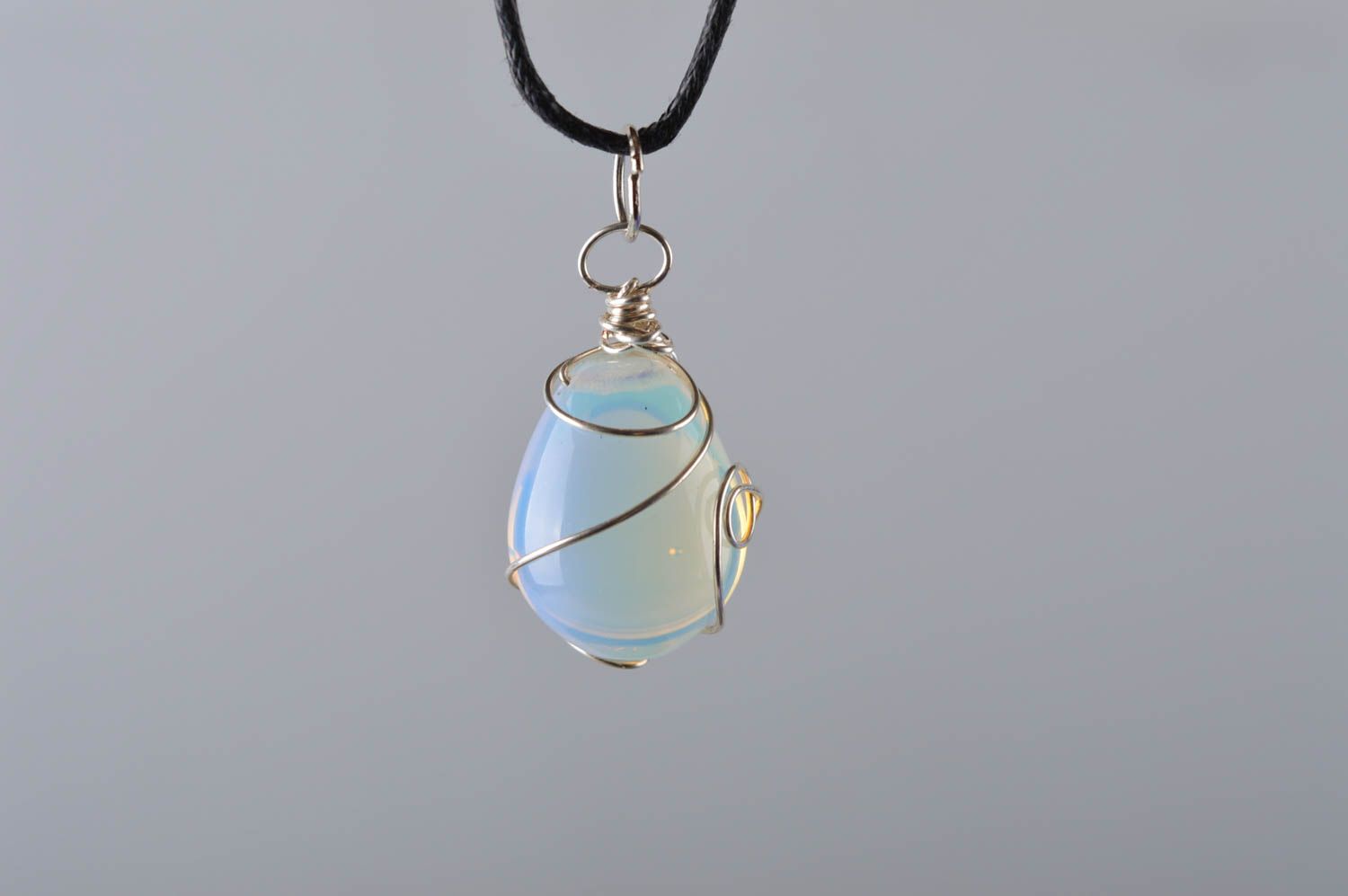 Handmade elegant stylish jewelry unusual pendant cute pendant with natural stone photo 5